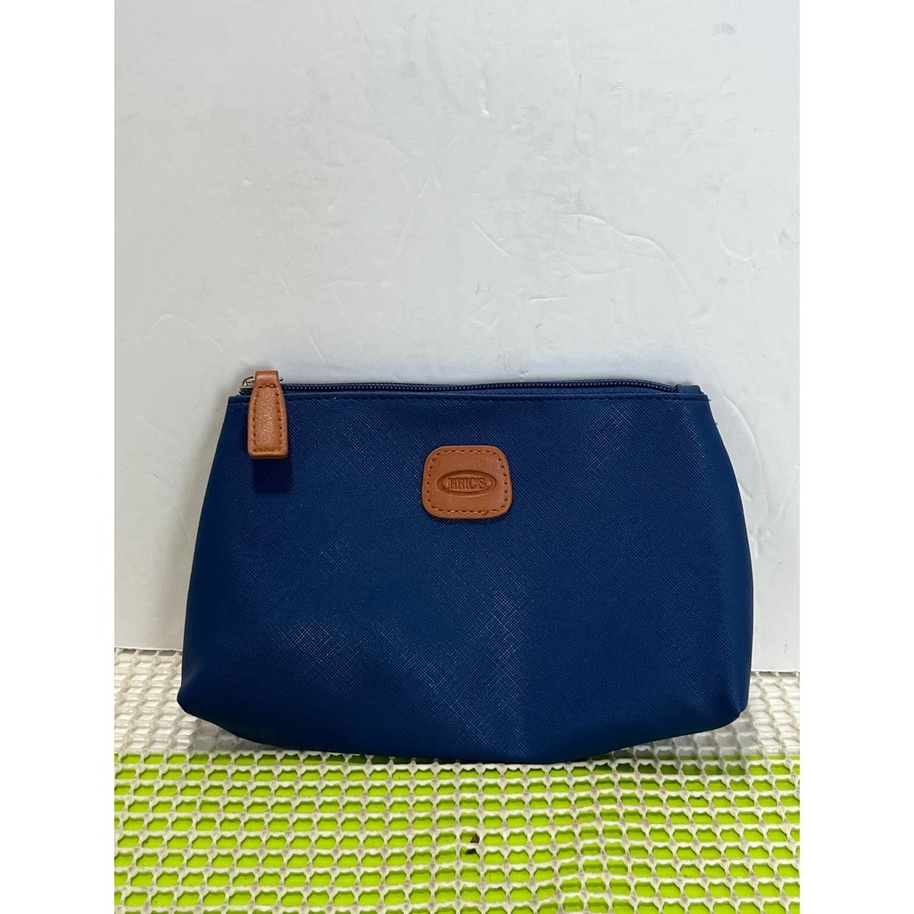 Bric's Airlines Navy‎ Blue Saffiano Toiletry Pouch Amenity Bag EUC